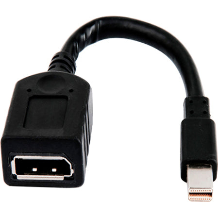 4XEM 4XMDPMDPFA Mini DisplayPort To DisplayPort Cable Adapter, 6" Length, Copper Conductor, Black