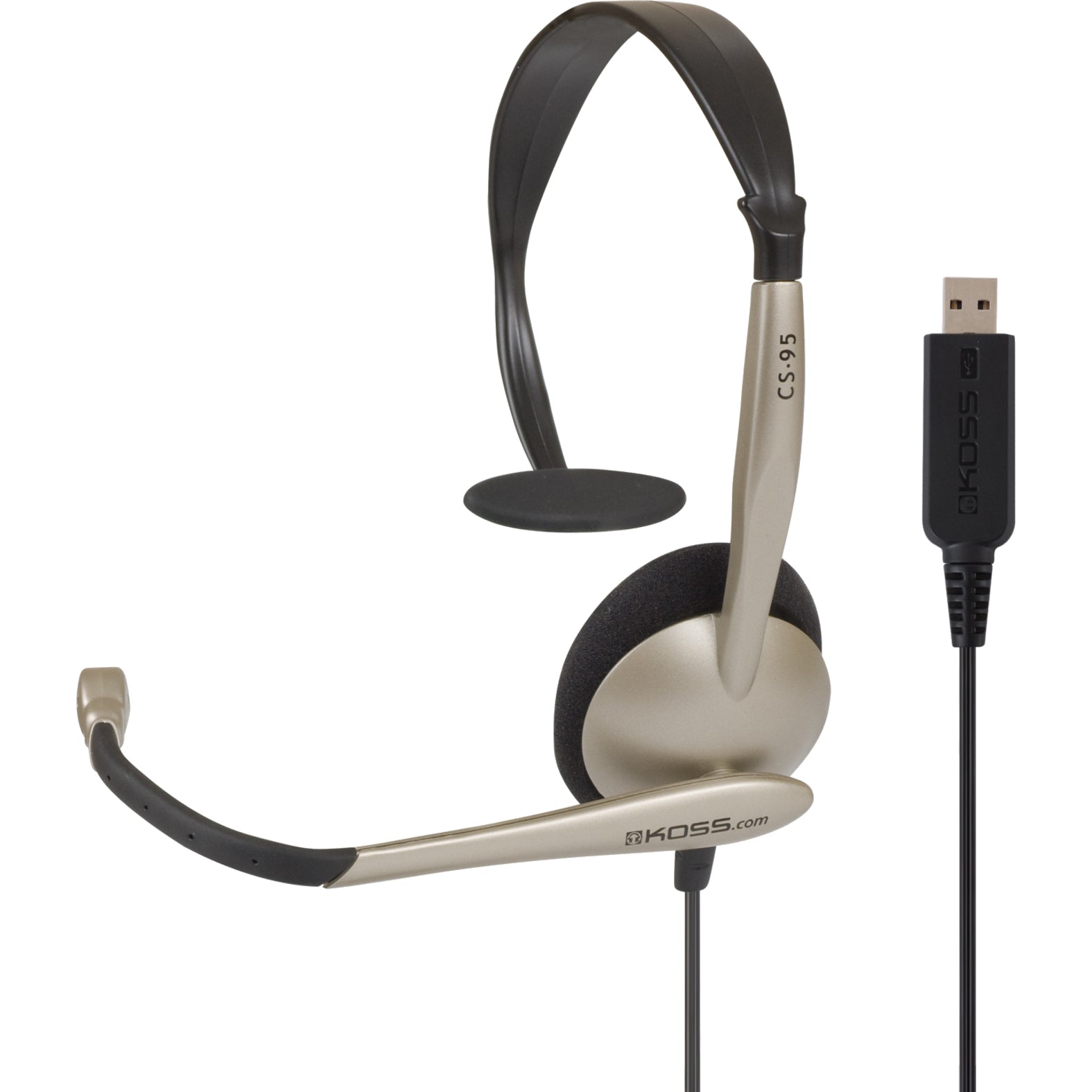 Koss 184060 CS95USB Headset, Monaural Over-the-head USB Wired Headset with Adjustable Headband and Noise Reduction