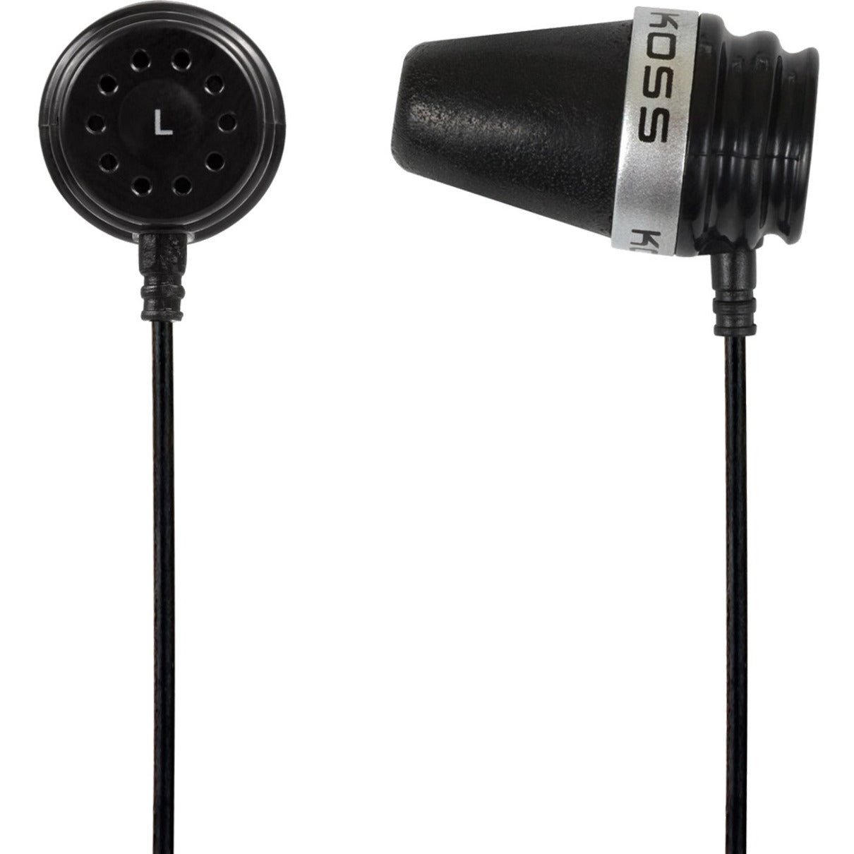 Koss SPARKPLUG VC K Sparkplug Earset, Binaural Earbud, Lifetime Warranty, On-cable Microphone, Ambient Noise, 16 Ohm Impedance, Stereo Sound, 4 ft Cable Length, Wired, 20 kHz Maximum Frequency Response, 10 Hz Minimum Frequency Response, Black, In-ear