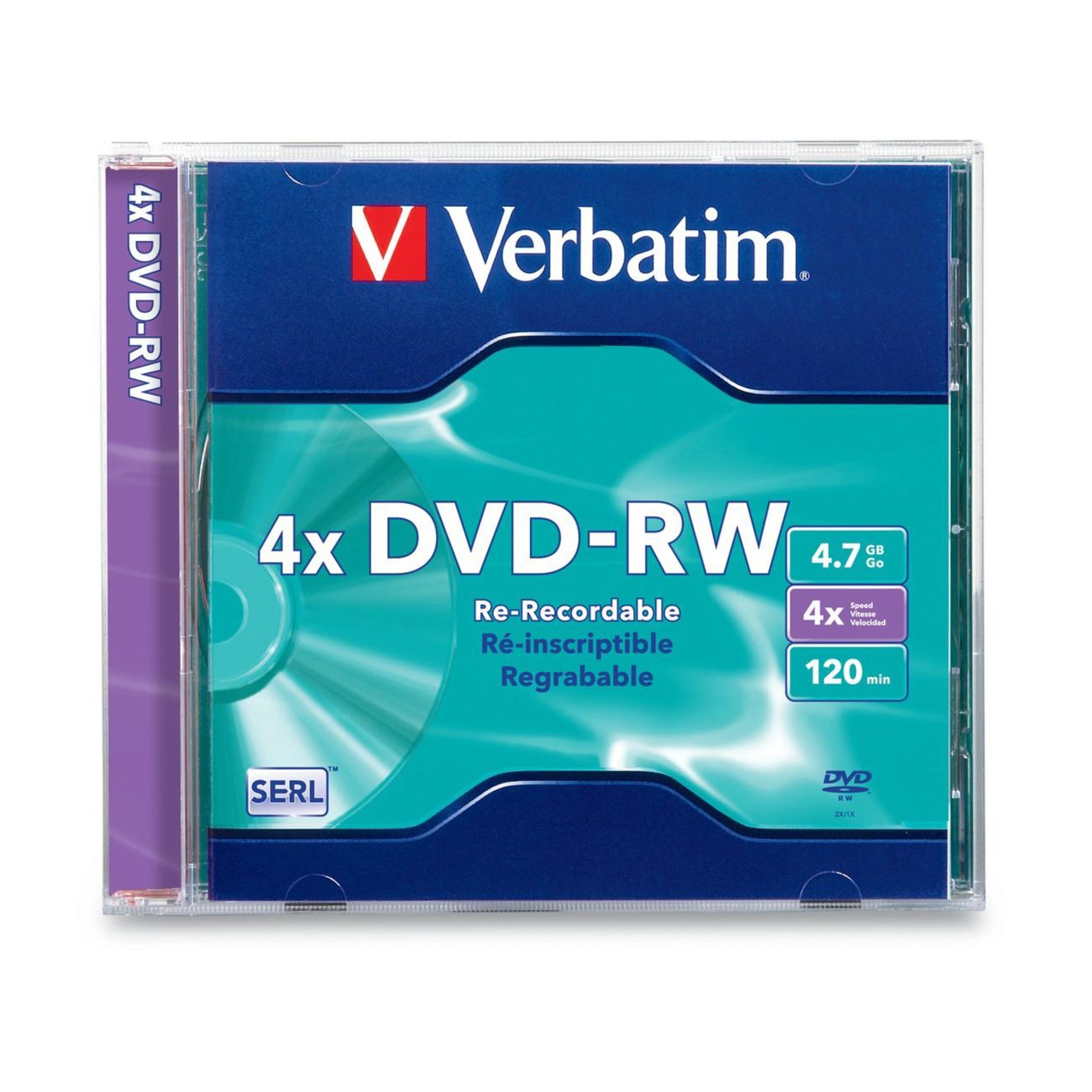 Verbatim DVD-RW 4.7GB 4X with Branded Surface - 1pk Slim Case (94836) Main image