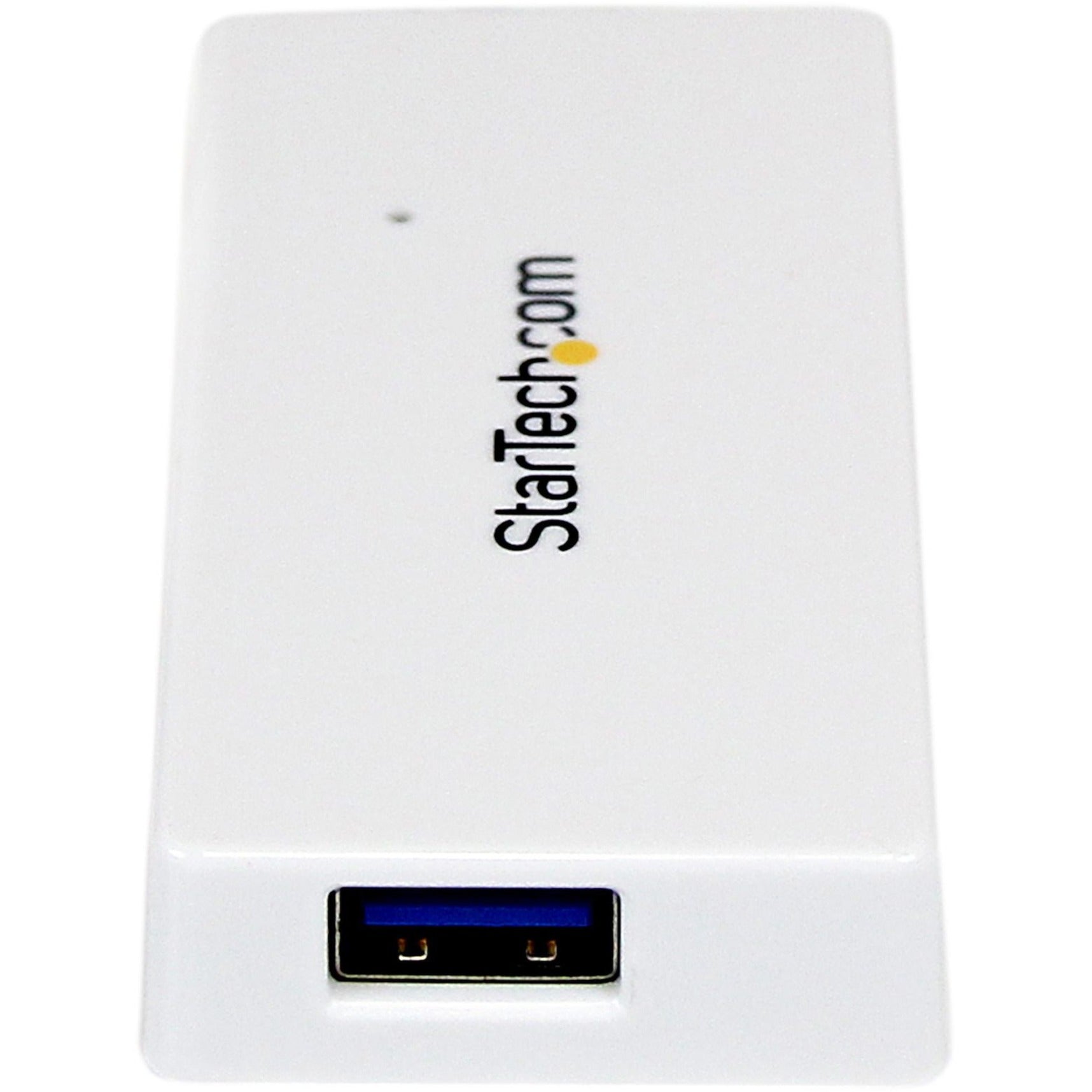 StarTech.com ST4300MINU3W Portable 4 Port SuperSpeed Mini USB 3.0 Hub - White, 2 Year Warranty, Mac/PC Compatible, Lightweight Design
