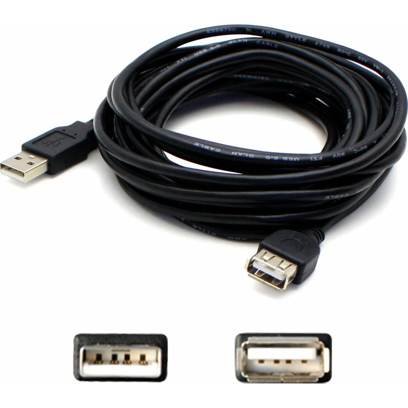 AddOn USBEXTAA6INB 6in (15cm) USB 2.0 A to A Extension Cable - Male to Female, Black