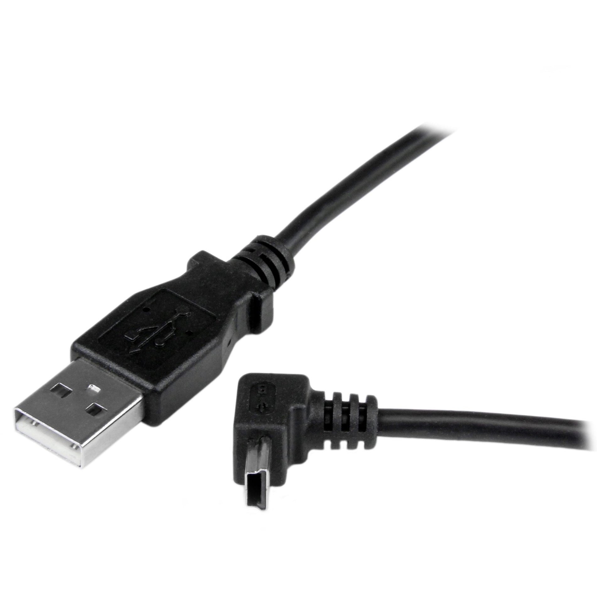 StarTech.com USBAMB1MU 1m Mini USB Cable - A to Up Angle Mini B, Data Transfer Cable, 3.28 ft, Strain Relief, Molded, Black