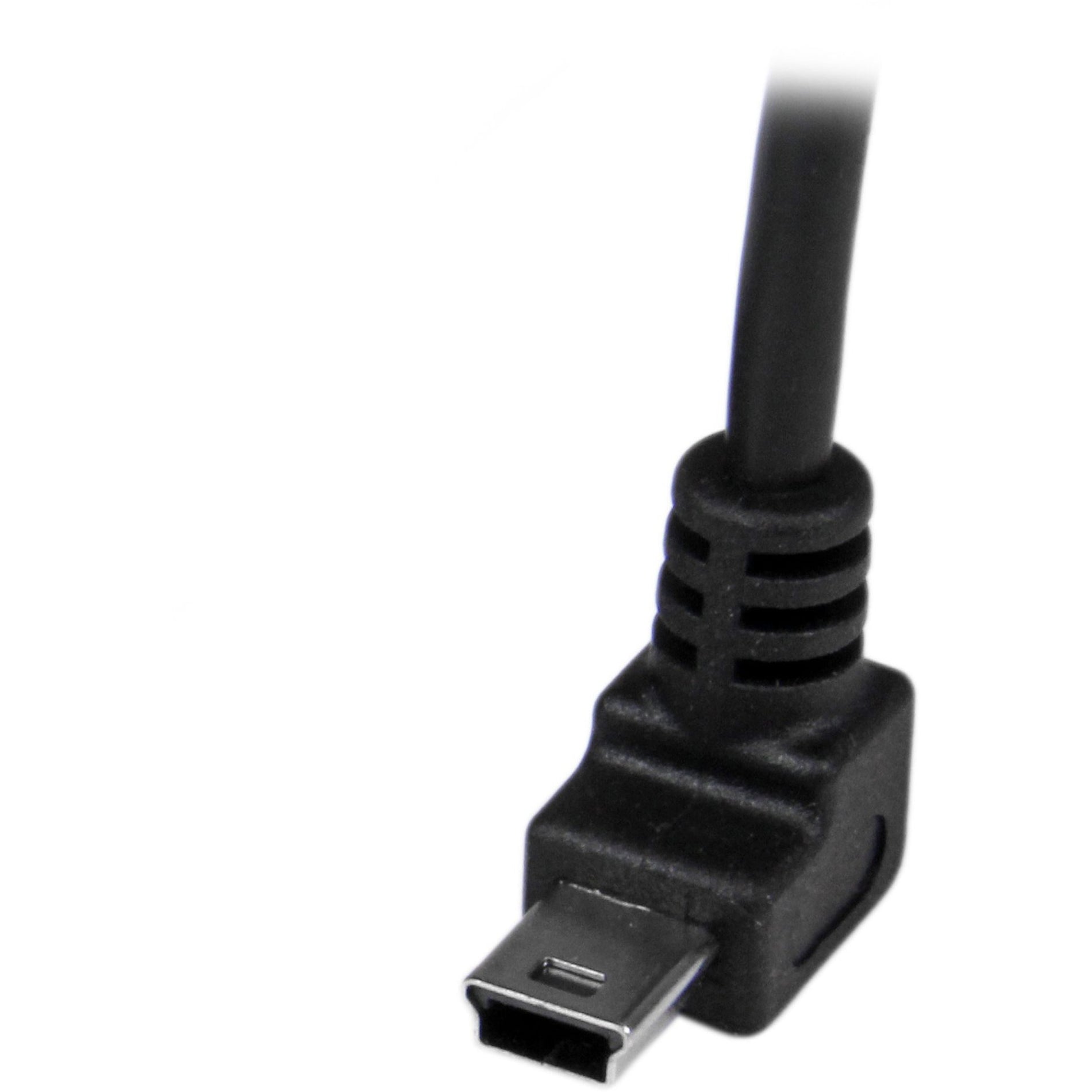 StarTech.com USBAMB1MU 1m Mini USB Cable - A to Up Angle Mini B, Data Transfer Cable, 3.28 ft, Strain Relief, Molded, Black