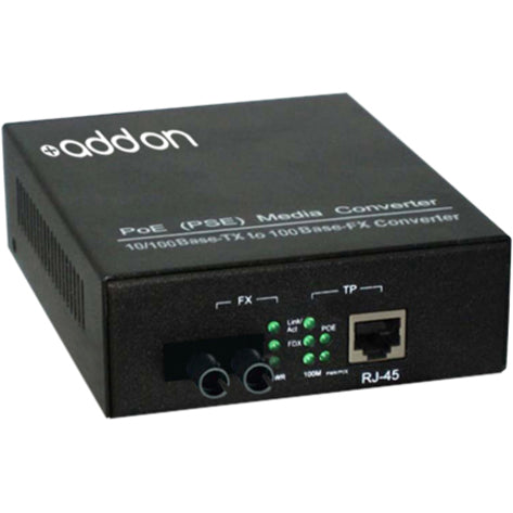AddOn ADD-FMCP-FX-ST 100Base-TX To 100Base-LX SMF ST 1310nm 2k POE Media Converter, Multi-mode, 1.24 Mile Reach