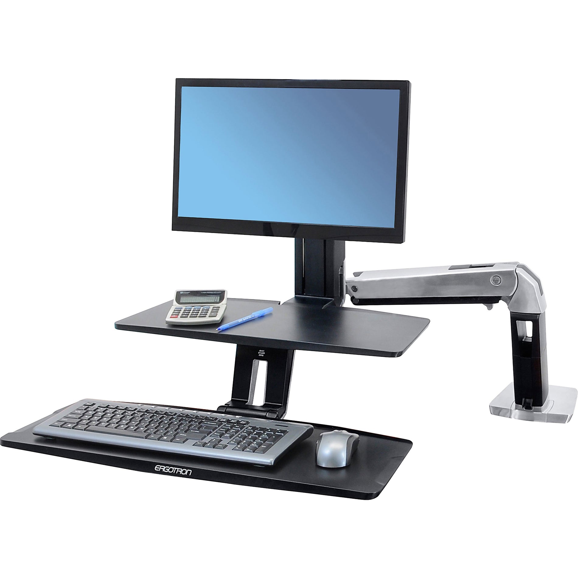 Ergotron 24-390-026 243926 Workfit-A Sngl Monitor Workstatn, Adjustable Keyboard/Monitor Arm, Black