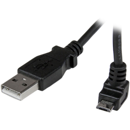 Close-up view of USB Type-A connector and angled Micro USB connector with strain relief features-alternate-image1