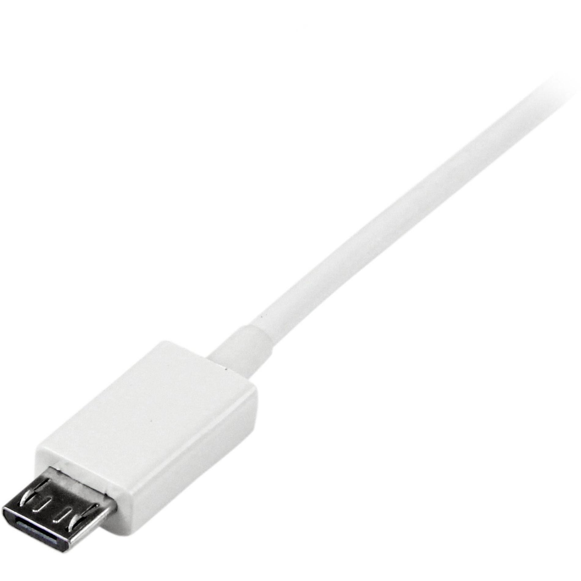 StarTech.com USBPAUB1MW 1m White Micro USB Cable - A to Micro B, Data Transfer Cable, 3.28 ft, Strain Relief, Molded, Shielding, Copper Conductor, USB 2.0 Type A - Male to Micro USB 2.0 Type B - Male, 480 Mbit/s