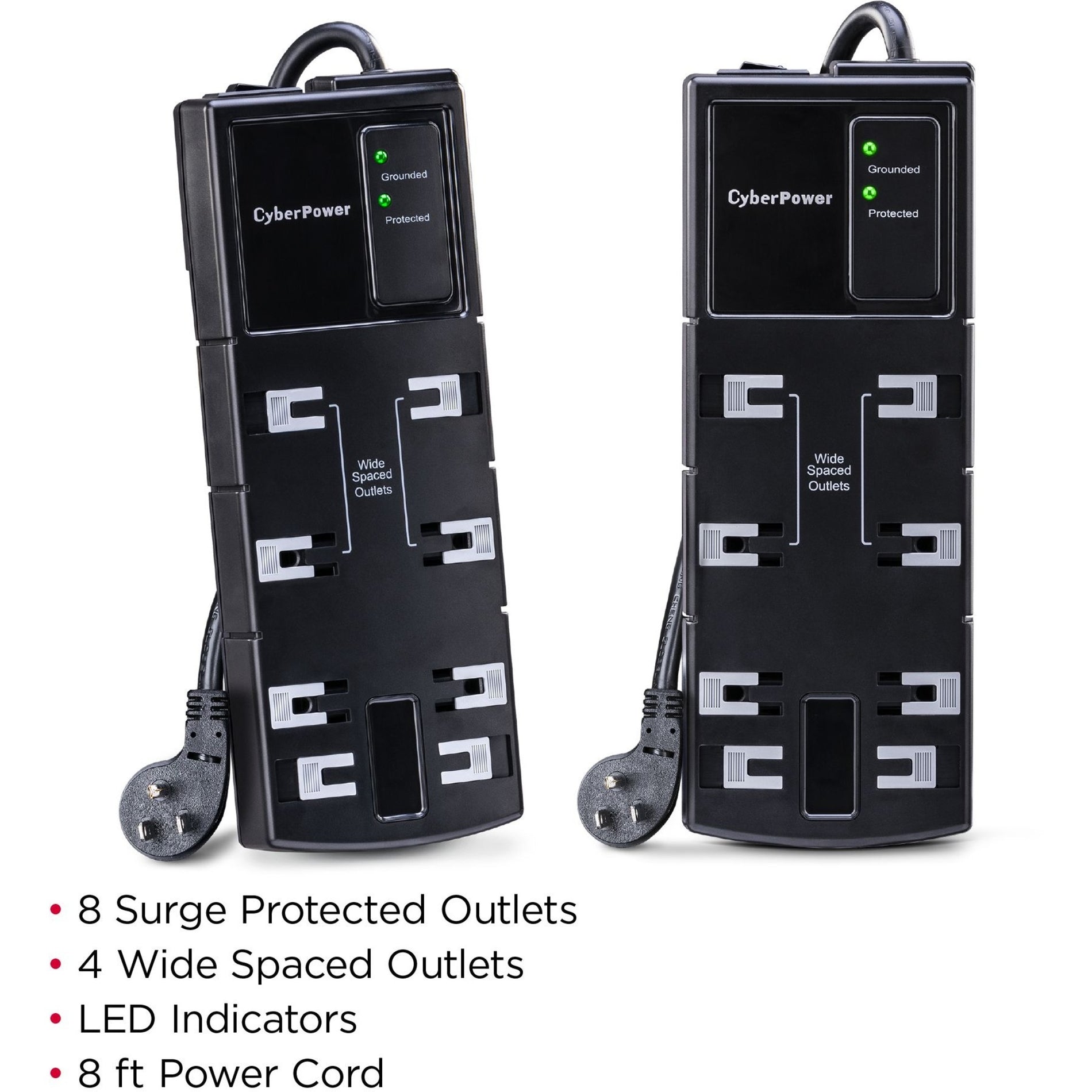 CyberPower CSB808 Essential 8-Outlets Surge Suppressor 8FT Cord, Lifetime Warranty, Automatic Shutdown, EMI/RFI Filters
