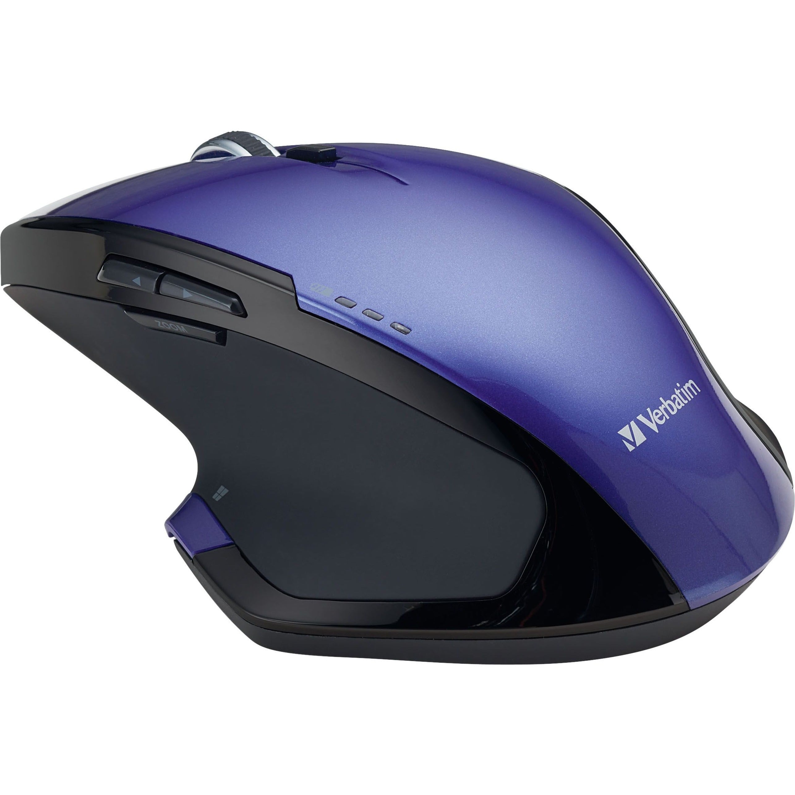 Verbatim 99020 Wireless Desktop 8-Button Deluxe Blue LED Mouse - Purple, Radio Frequency, Scroll Wheel, 1600 dpi