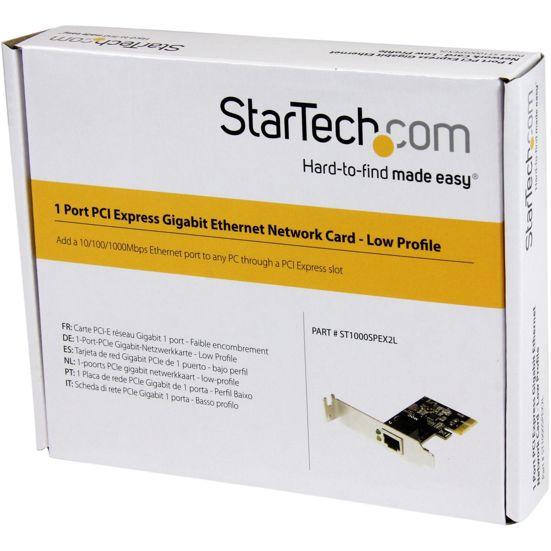 StarTech.com ST1000SPEX2L 1 Port PCI Express PCIe Gigabit NIC Server Adapter Network Card - Low Profile, 2 Year Warranty, 125 MB/s Data Transfer Rate, Twisted Pair Media Type Supported