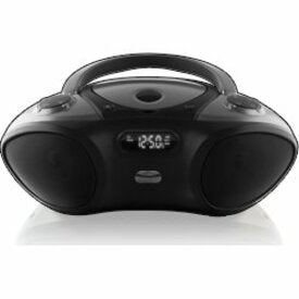 iLive IBC233B Bluetooth CD Radio Portable Boombox, LCD Screen, White Illumination