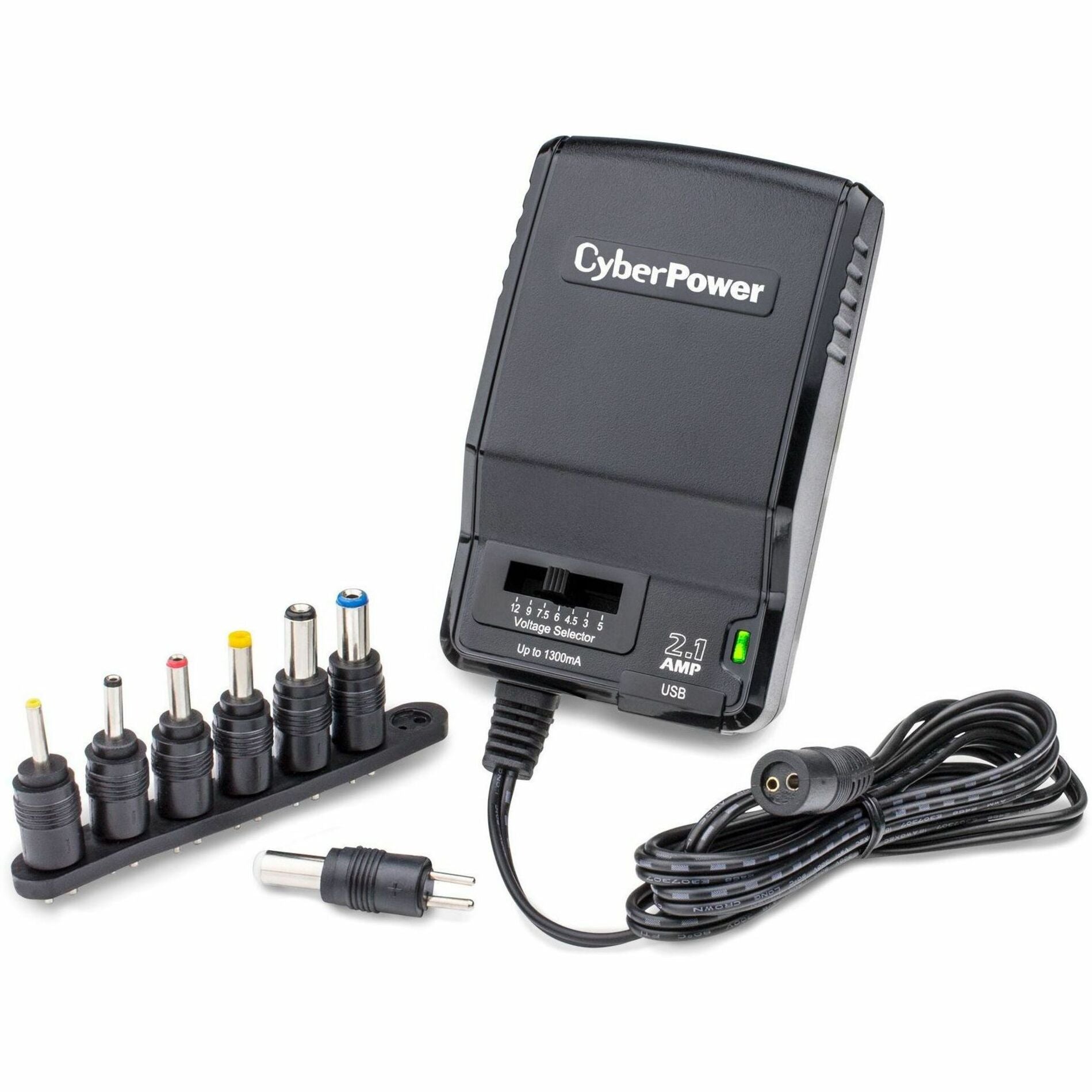 CyberPower CPUAC1U1300 Universal Power Adapter 3-12V 1300mA and AC Power Plug, Multiple Tips, Energy Efficient