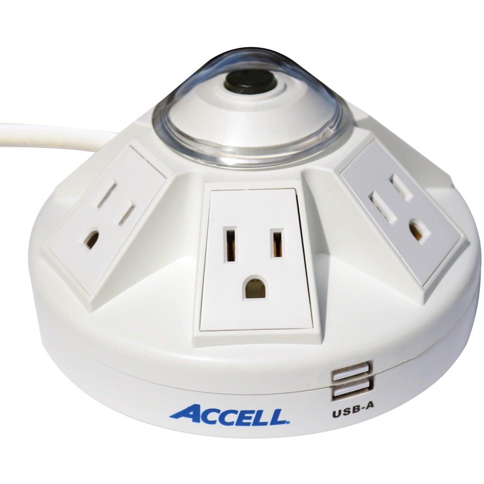 Accell D080B-014K Powramid Power Center and USB Charging Station, 6 Outlet Surge and Charging White Outlets + 2-USB, 5 Year Warranty