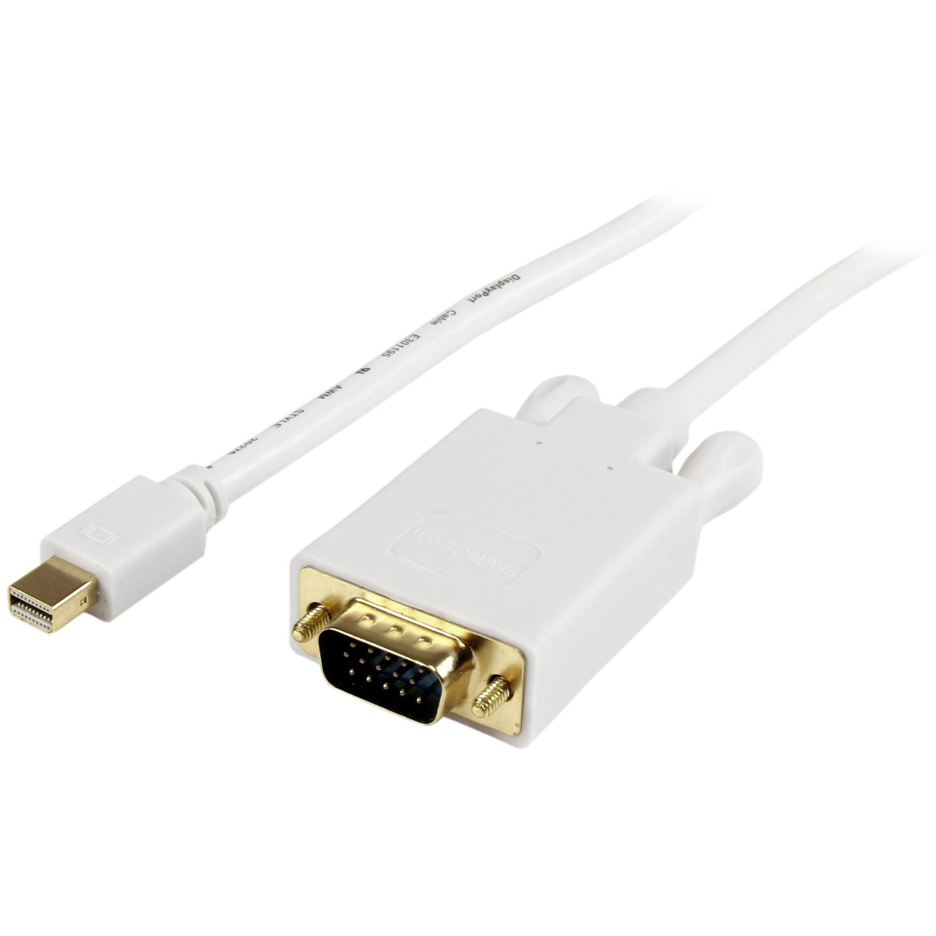 StarTech.com MDP2VGAMM3W Mini DisplayPort to VGA Adapter Converter Cable - White, 3 ft, 1920x1200