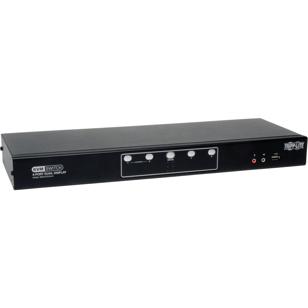 Tripp Lite B004-2DUA4-K 4-Port Dual Monitor DVI KVM Switch with Audio and USB 2.0 Hub Cables included
