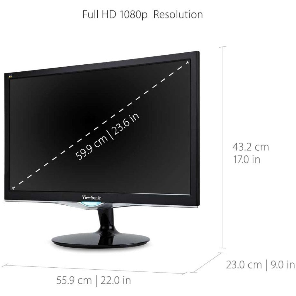 ViewSonic VX2452MH LED Monitor, 24 Inch 2ms 60Hz 1080p Gaming Monitor with HDMI DVI and VGA inputs