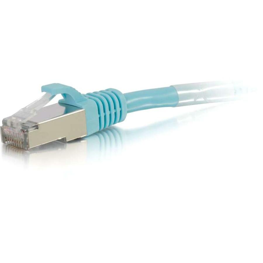 C2G 00740 1ft Cat6a Snagless Shielded (STP) Network Patch Cable, Aqua - High-Speed Ethernet Cable