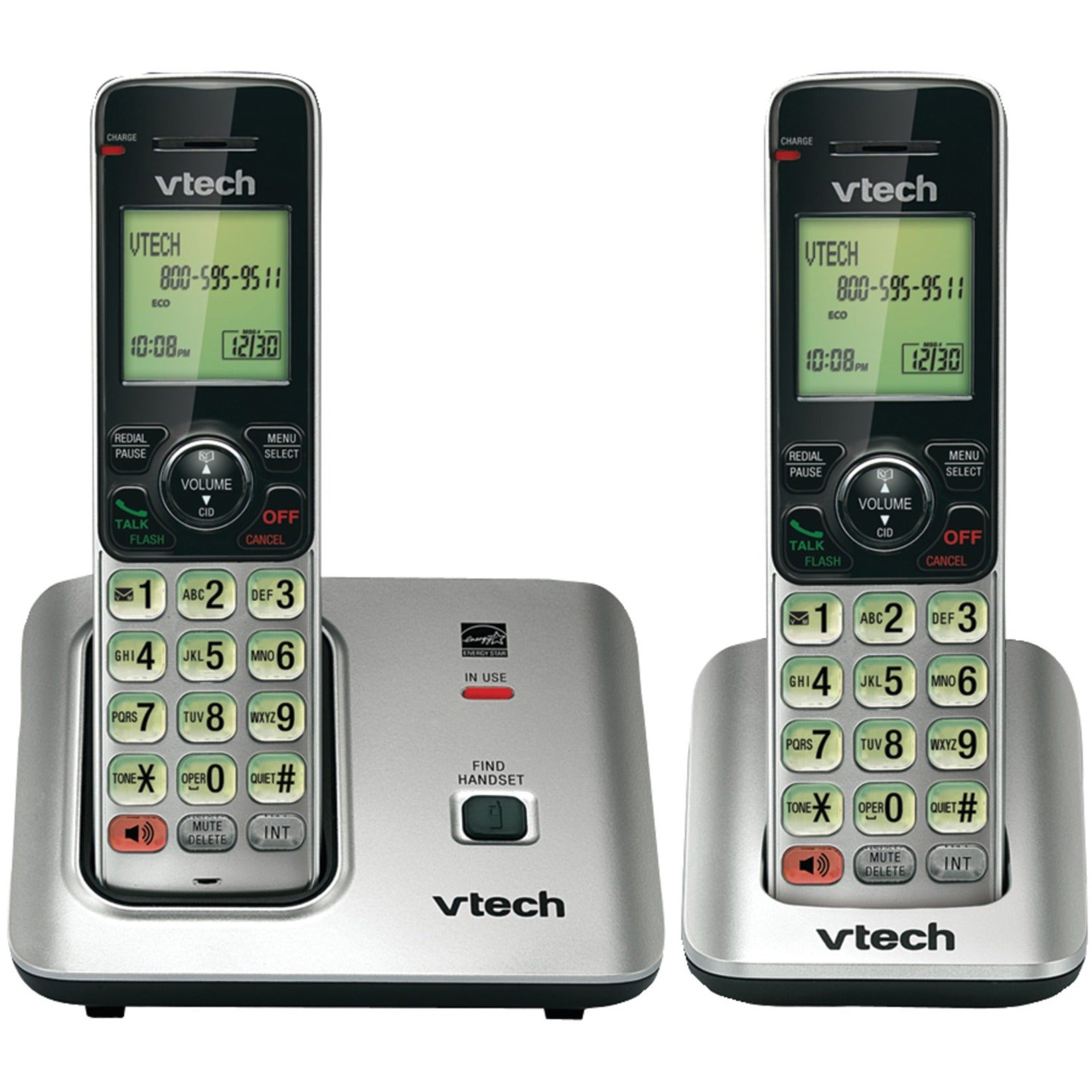 VTech VTCS6619-2 CS6619-2 DECT 6.0 Cordless Phone - Silver, Caller ID/Call Waiting, 2 Handsets, Backlit Display