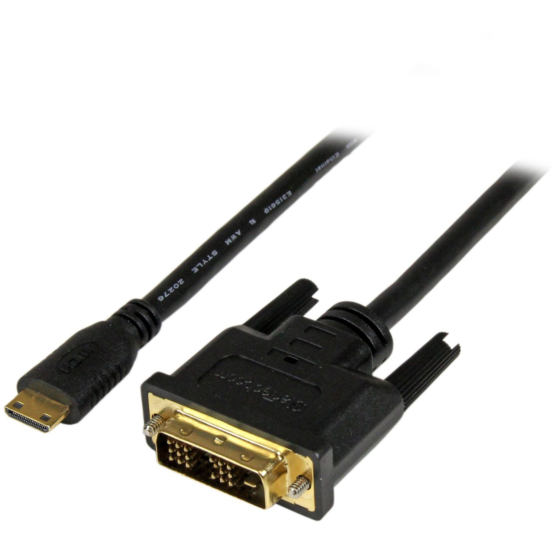 StarTech.com HDCDVIMM2M 2m Mini HDMI to DVI-D Cable - M/M, Active, Passive, EMI Protection, Fray Resistant, Damage Resistant, Molded, Strain Relief, 6.56 ft Cable Length, Gold Plated Connectors, 1920 x 1200 Supported Resolution