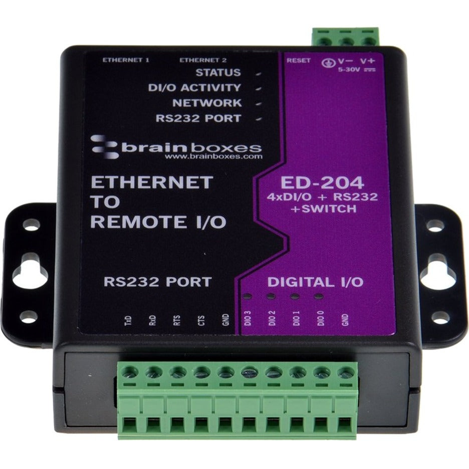 Brainboxes ED-204 Ethernet to Digital IO + RS232 + Switch, Lifetime Warranty, United Kingdom