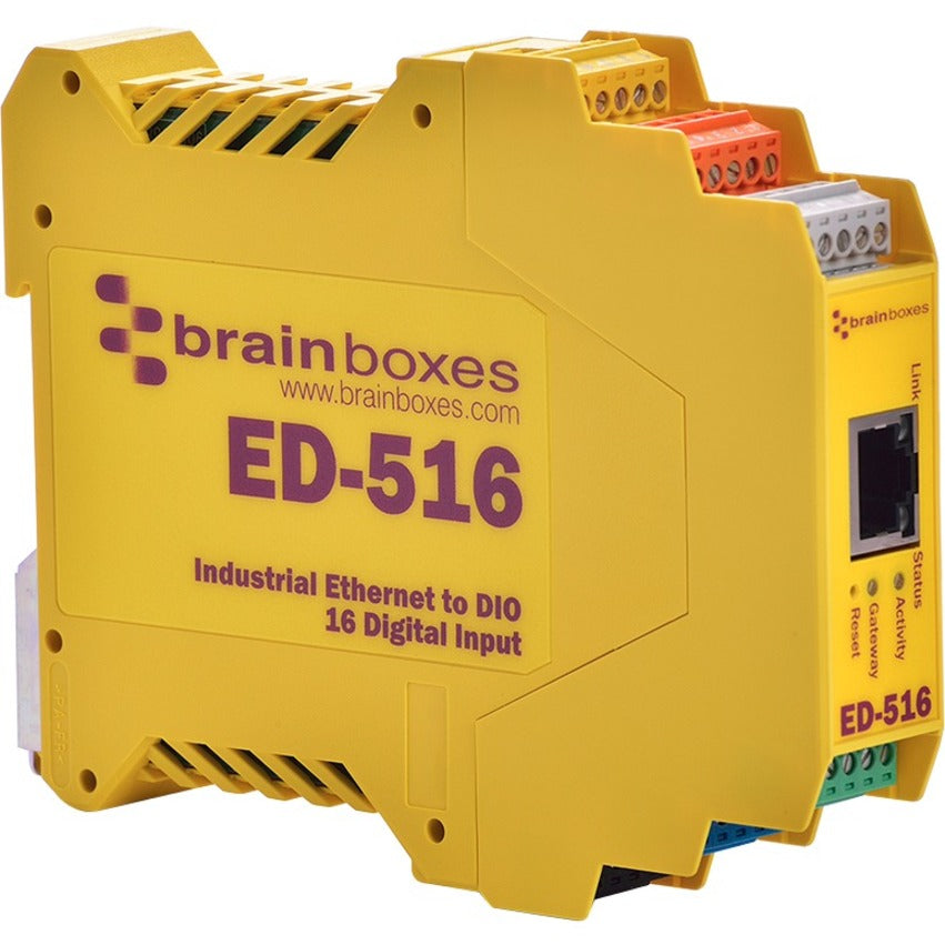 Brainboxes ED-516 Ethernet to 16 Digital Inputs + RS485 Gateway, Lifetime Warranty, Modbus TCP/DCON ASCII, Industrial Grade
