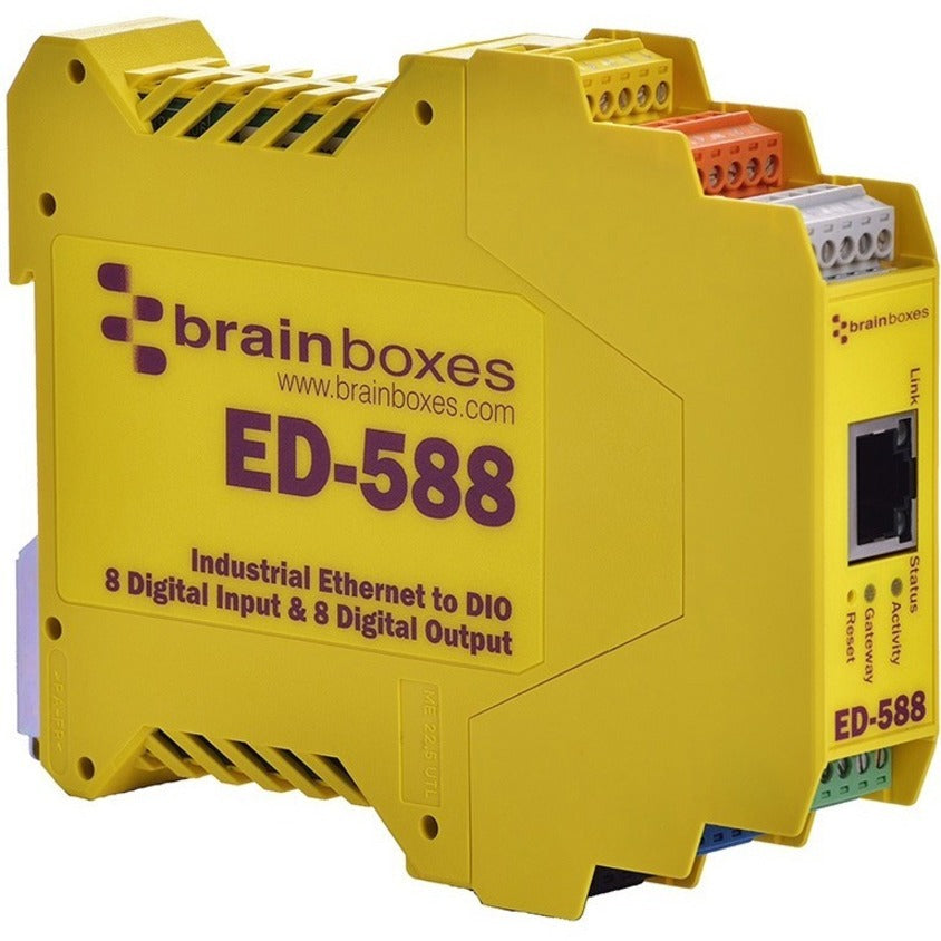 Brainboxes ED-588 Ethernet to 8 Digital Inputs and 8 Digital Outputs + RS485 Gateway, Lifetime Warranty, Modbus TCP/DCON ASCII, Industrial Standard