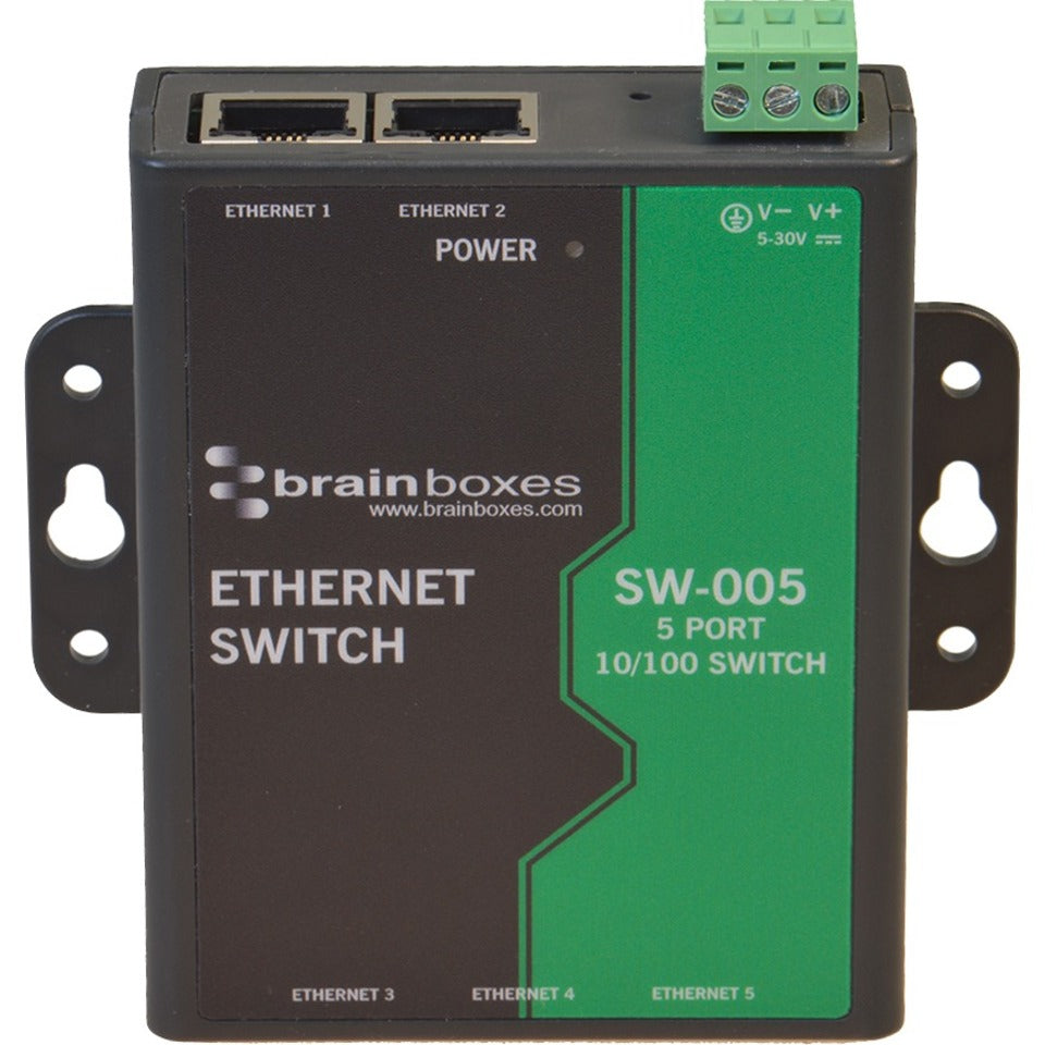 Brainboxes SW-005 5 Port Unmanaged Ethernet Switch Wall Mountable Fast Ethernet Lifetime Warranty