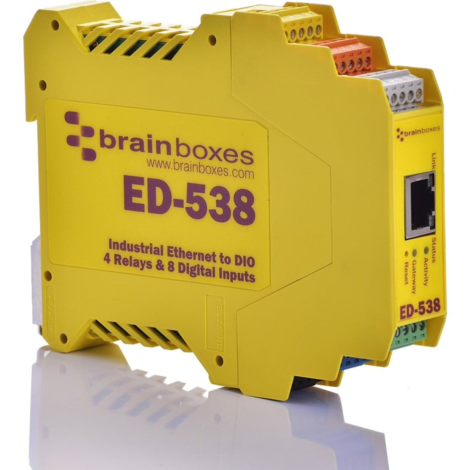 Brainboxes ED-538 Ethernet to 4 Relays and 8 Digital Inputs + RS485 Gateway, Industrial Grade, Lifetime Warranty