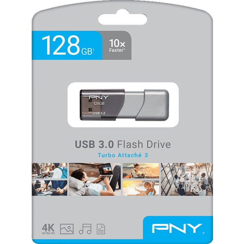 PNY P-FD128TBOP-GE 128GB USB 3.0 (3.1 Gen 1) Type A Flash Drive, High-Speed Data Transfer
