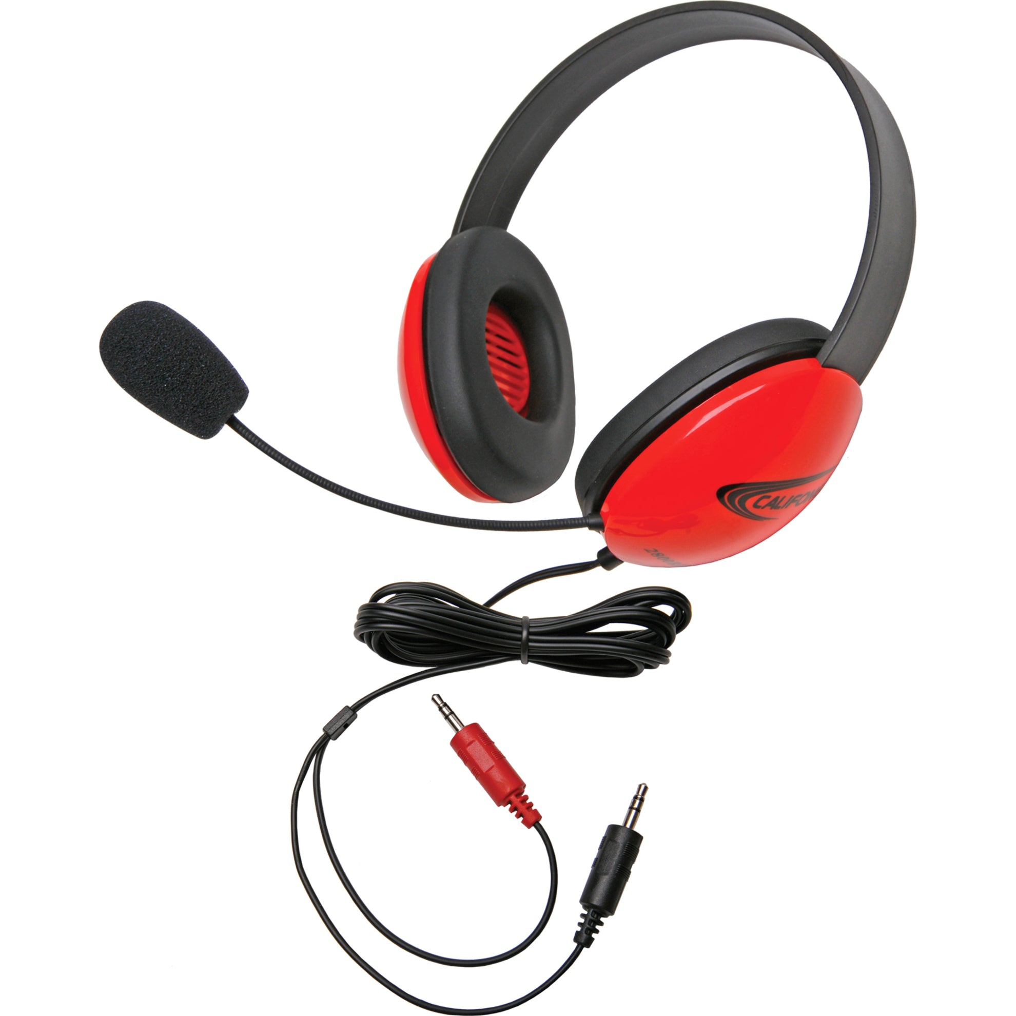 Califone 2800RD-AV Listening First Stereo Headset, Over-the-head, Noise Reduction, Red