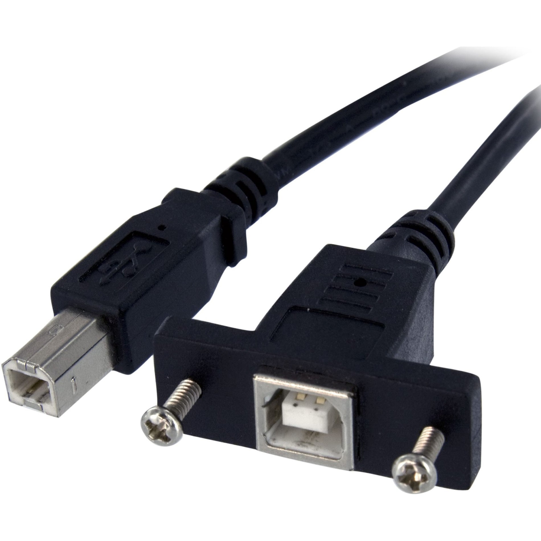 StarTech.com USBPNLBFBM3 3 ft Panel Mount USB Cable B to B - F/M, Copper Conductor, Shielded, 24/28 AWG, Black