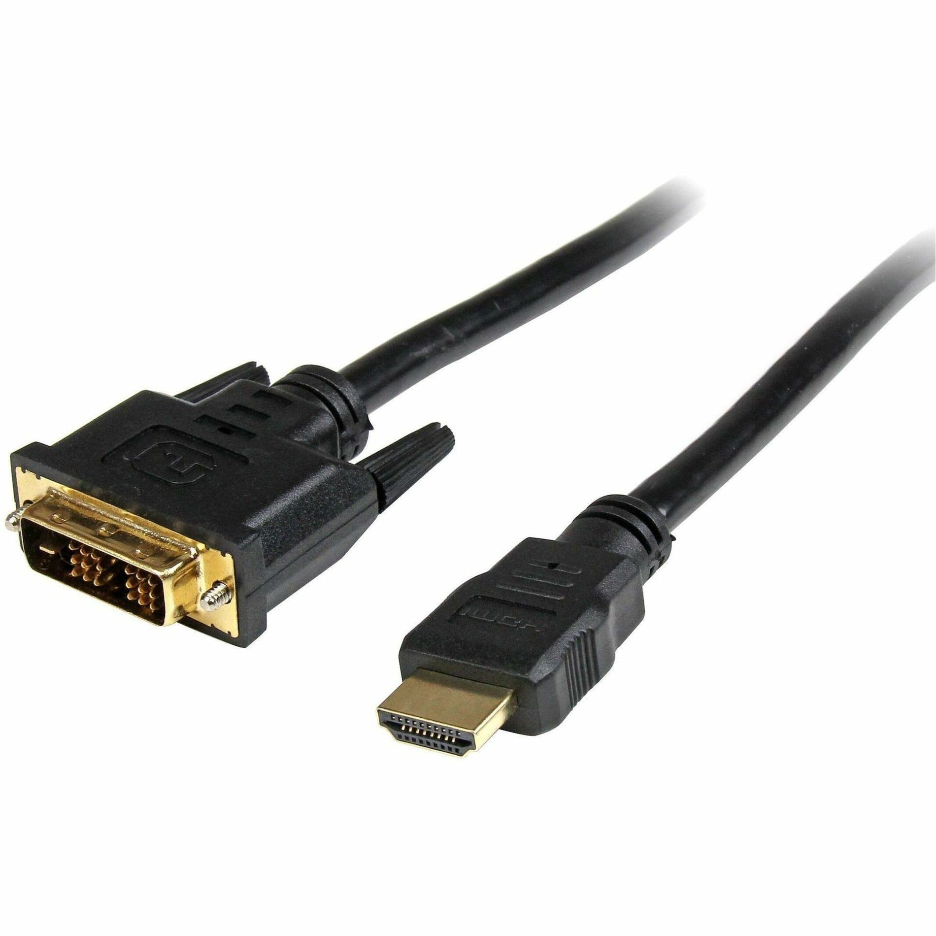 StarTech.com HDDVIMM3 3 ft HDMI to DVI-D Cable - M/M, Molded, Strain Relief, Passive, Copper Conductor, Gold Plated Connectors
