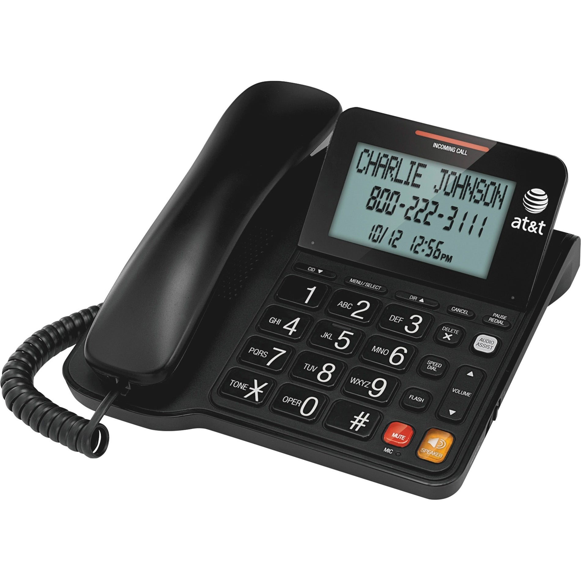 AT&T CL2940 Standard Phone, Large Tilt Display, Corded, Black