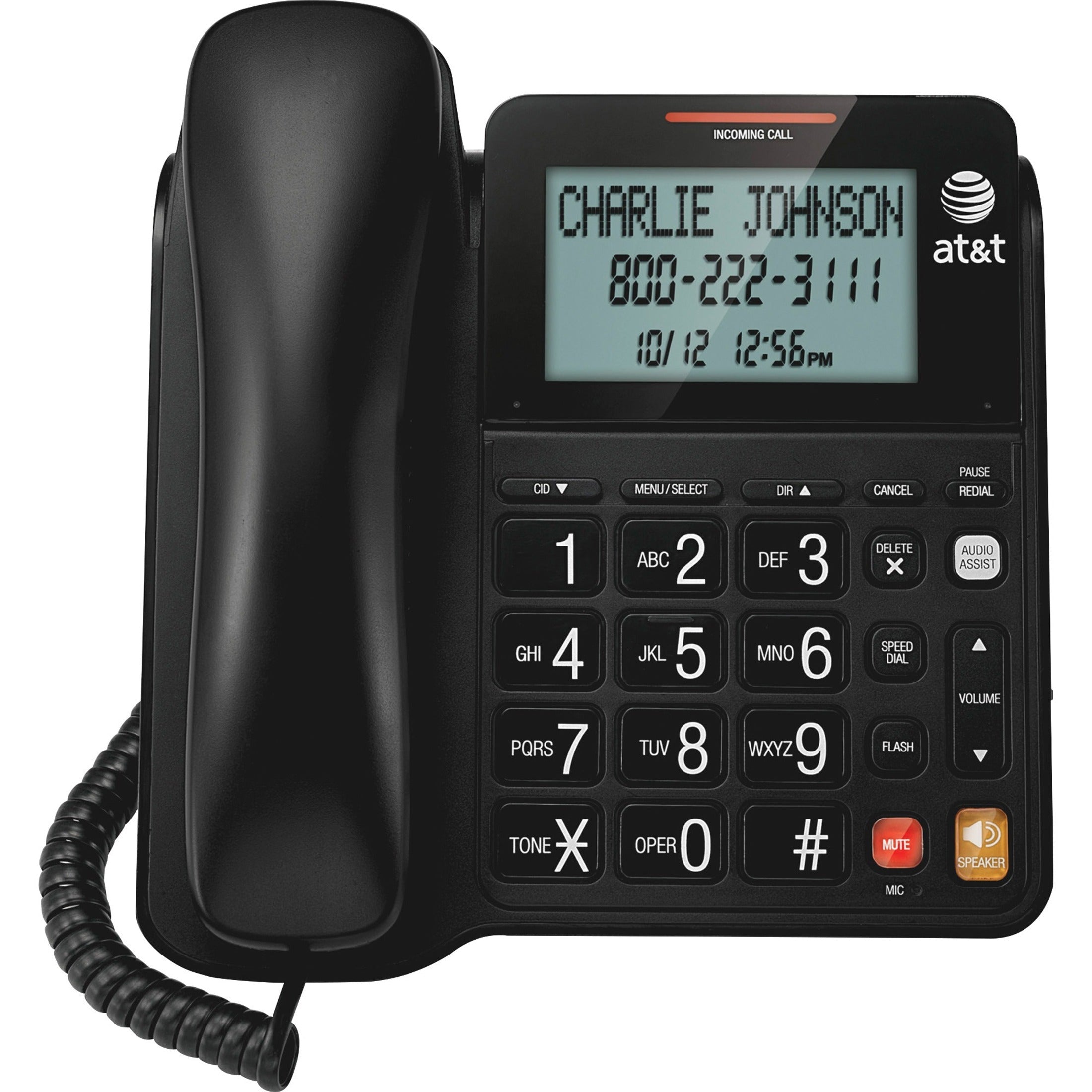 AT&T CL2940 Standard Phone, Large Tilt Display, Corded, Black