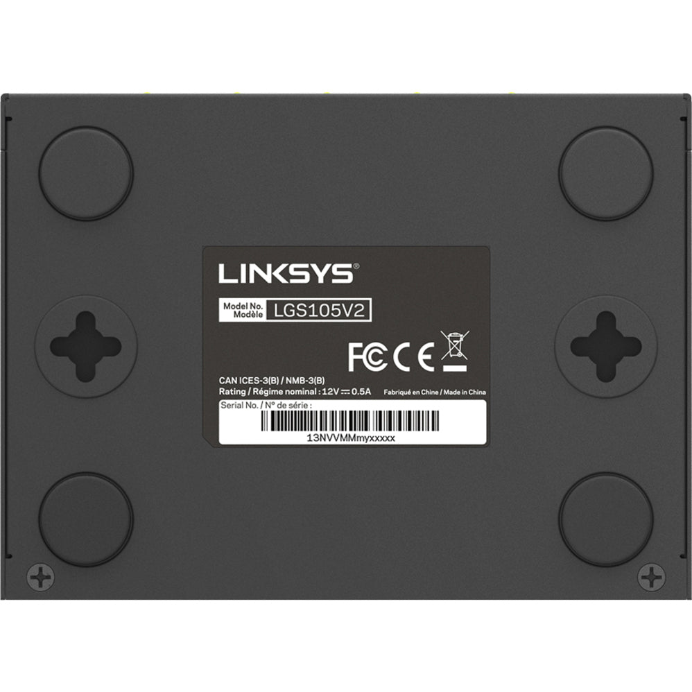 Linksys LGS105 5-Port Gigabit Ethernet Switch, Black - Reliable and Fast Network Connectivity