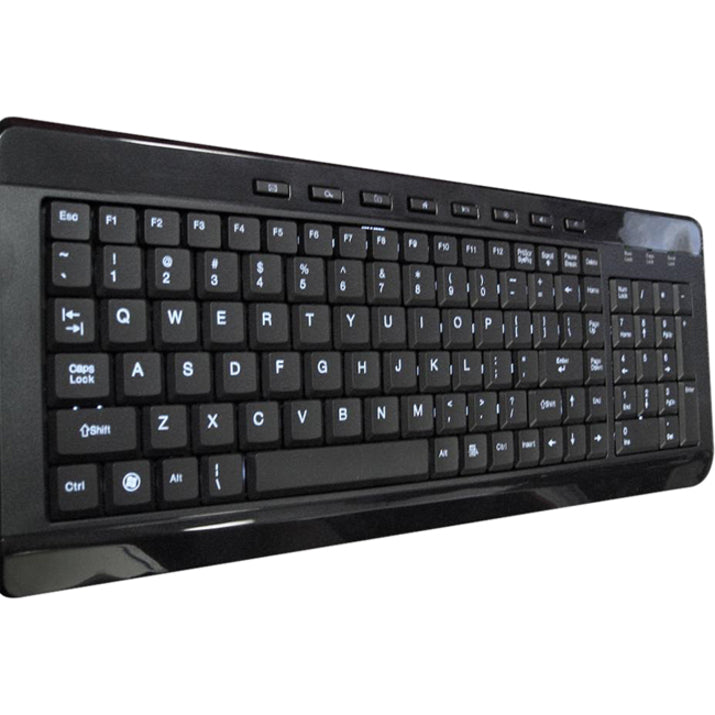 A4Tech W9868BL LED Keyboard, Slim USB Wired Keyboard with Blue LED, Multimedia and Internet Hot Keys