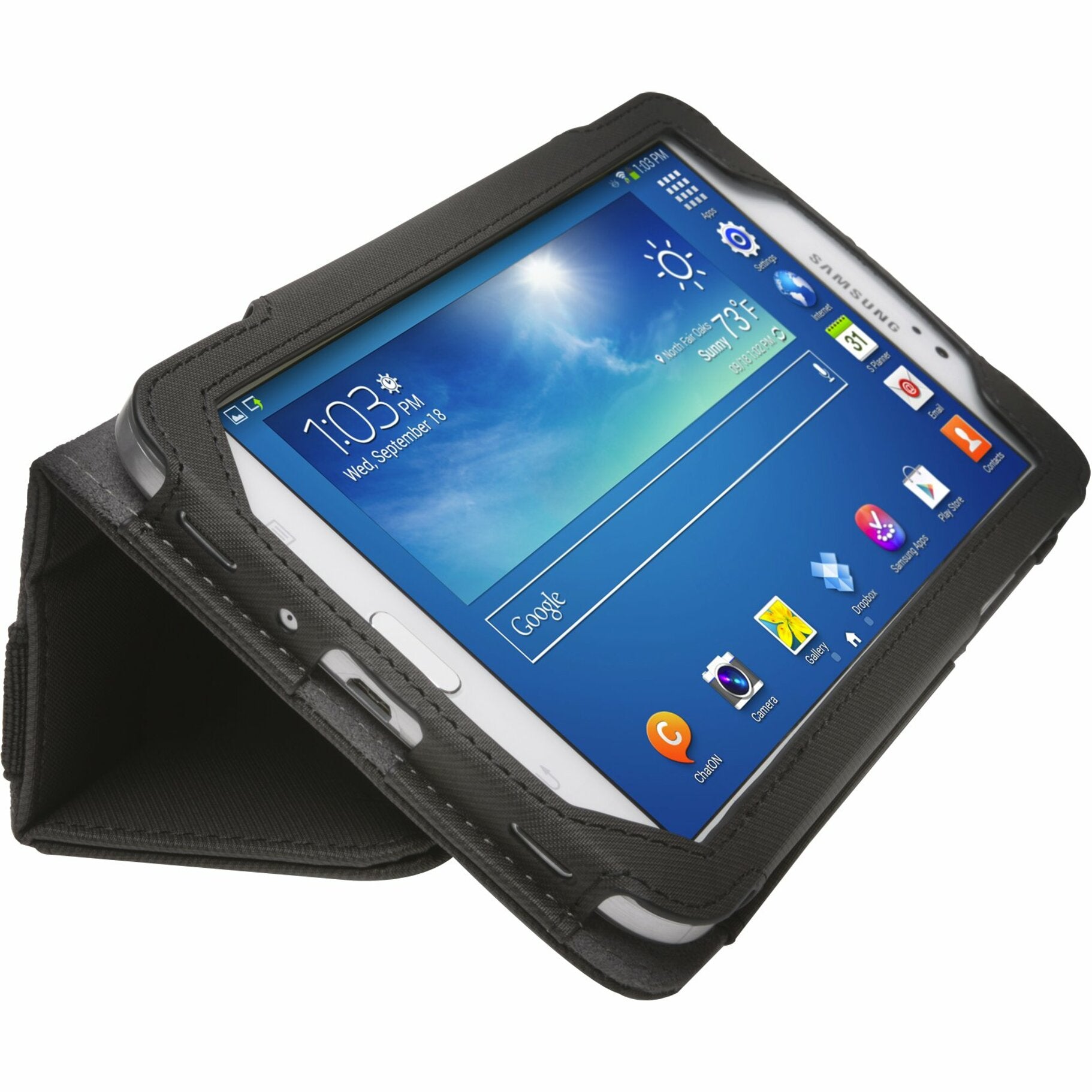 Kensington K97161WW Portafolio Soft Folio Case for Samsung Galaxy Tab 3 7.0 Black, Protective Corner, Stylus Loop, Adjustable Stand, Multiple Viewing Angle, Document Storage, Business Card Holder