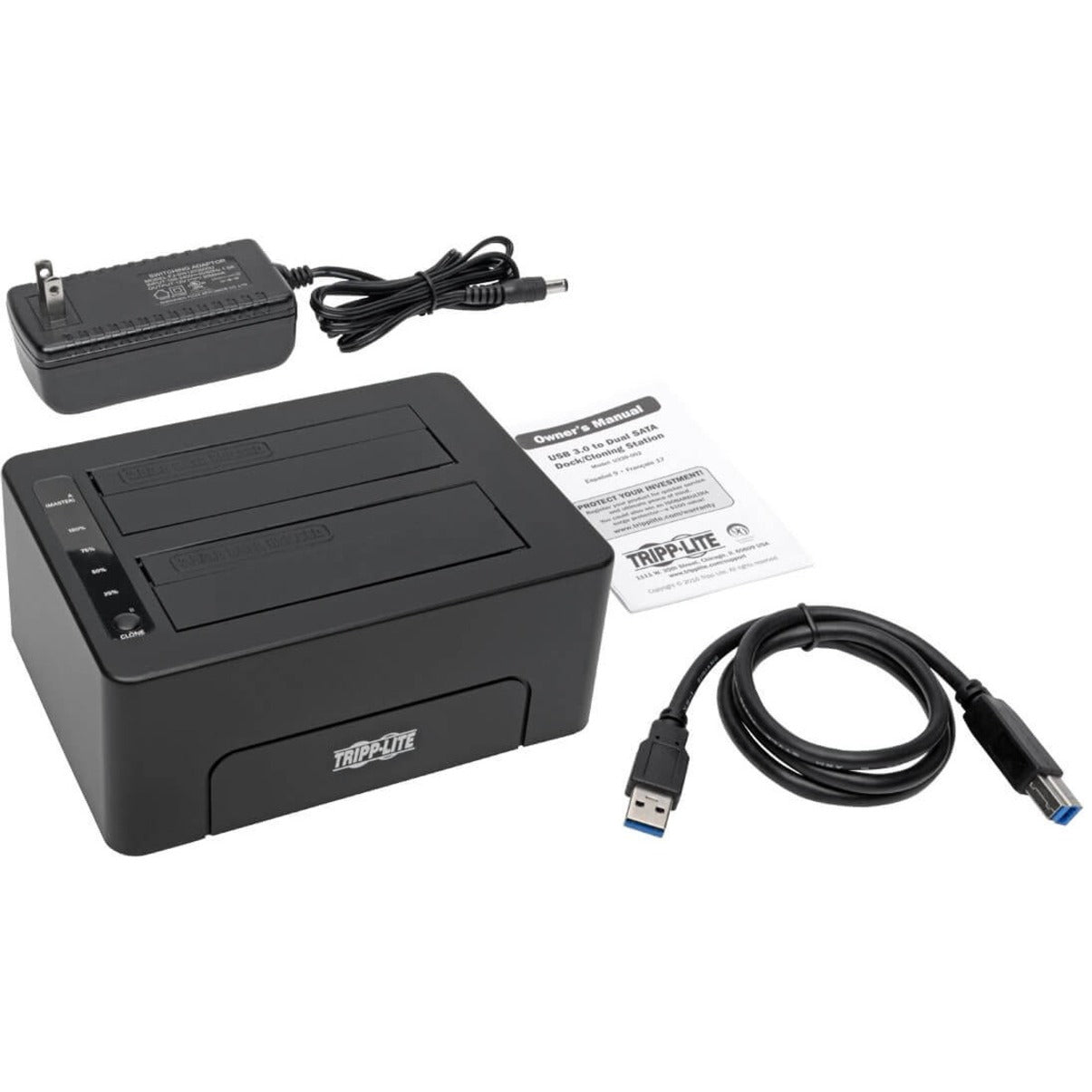 Tripp Lite U339-002 USB 3.0 To Dual SATA Docking / Cloning Station, 2.5"/3.5" Bays, 3 Year Warranty