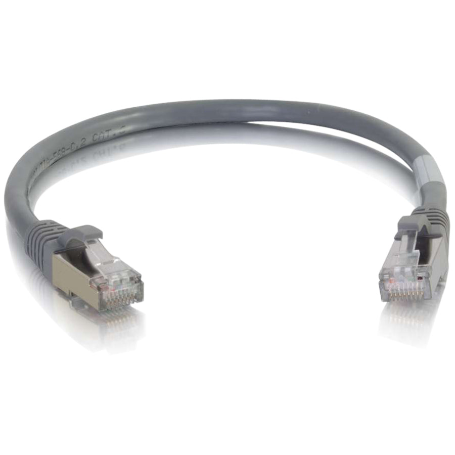C2G 00971 6in Cat6a Snagless Shielded (STP) Network Patch Cable - Gray, Molded, Stranded, Copper, UL94V-0, ANSI/TIA 568 C.2
