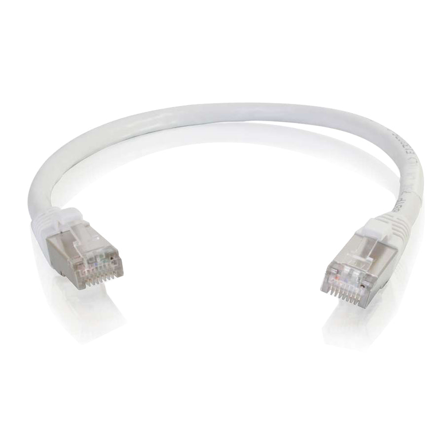 C2G 00987 6in Cat6 Snagless Shielded (STP) Network Patch Cable - White, Molded, Stranded, Copper, UL94V-0, ANSI/TIA 568 C.2