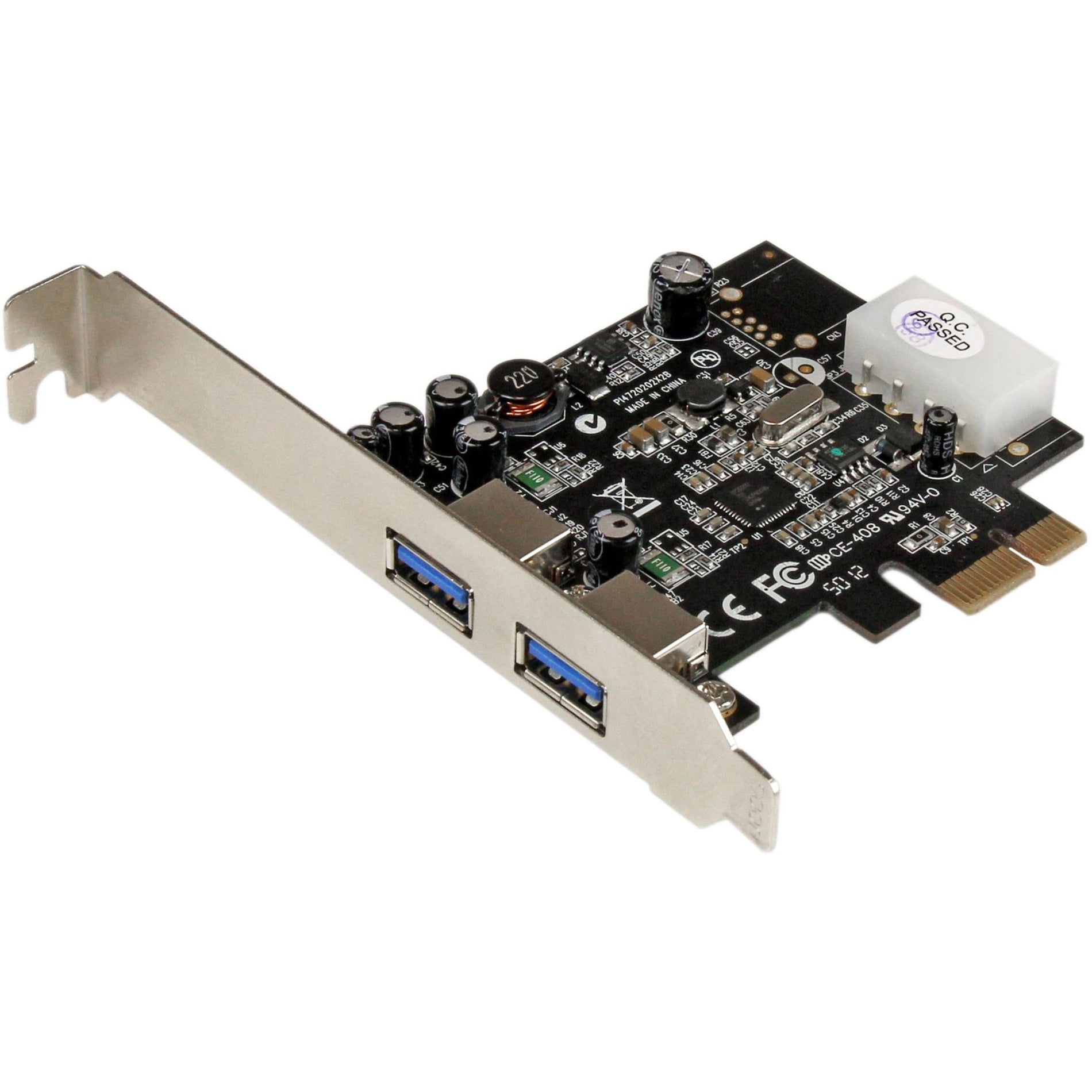 StarTech.com PEXUSB3S25 2 Port PCI Express PCIe SuperSpeed USB 3.0 Card Adapter with UASP, Low Profile Bracket, SATA to LP4 Cable
