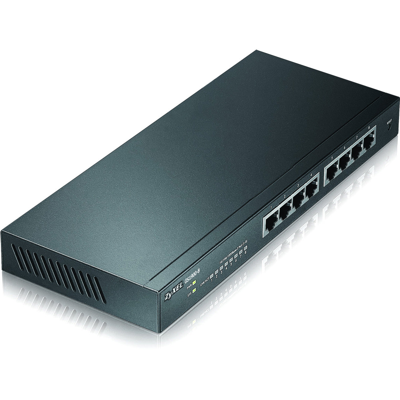 ZYXEL GS1900-8 8-Port GbE Smart Managed Switch, Fanless, Gigabit Ethernet, Lifetime Warranty
