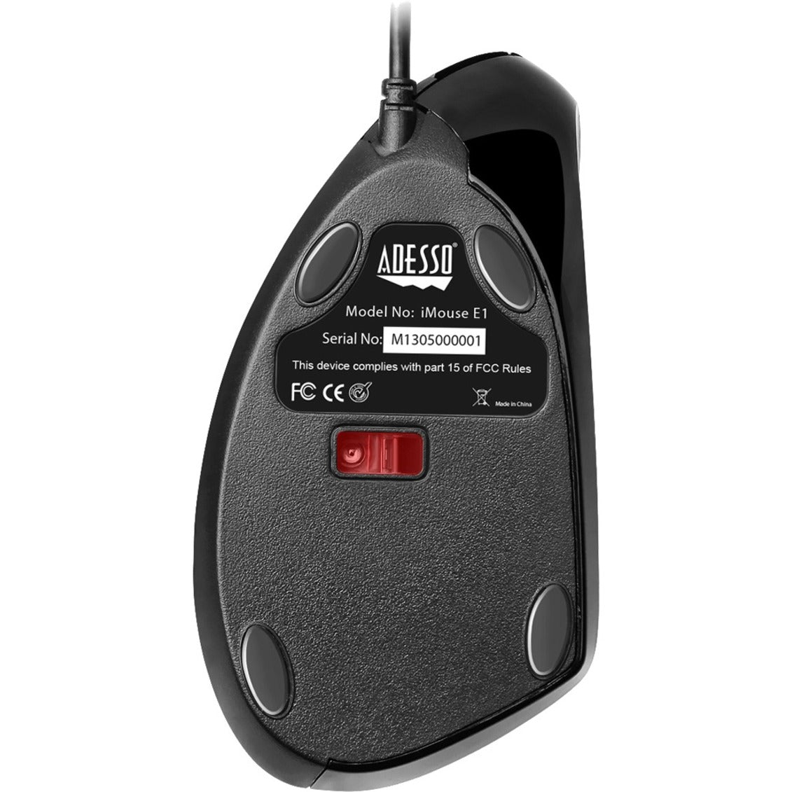 Adesso iMouse E1 Vertical Ergonomic Illuminated Mouse, Ergonomic Contour, Integrated Backlighting, 1600 DPI, 6 Buttons