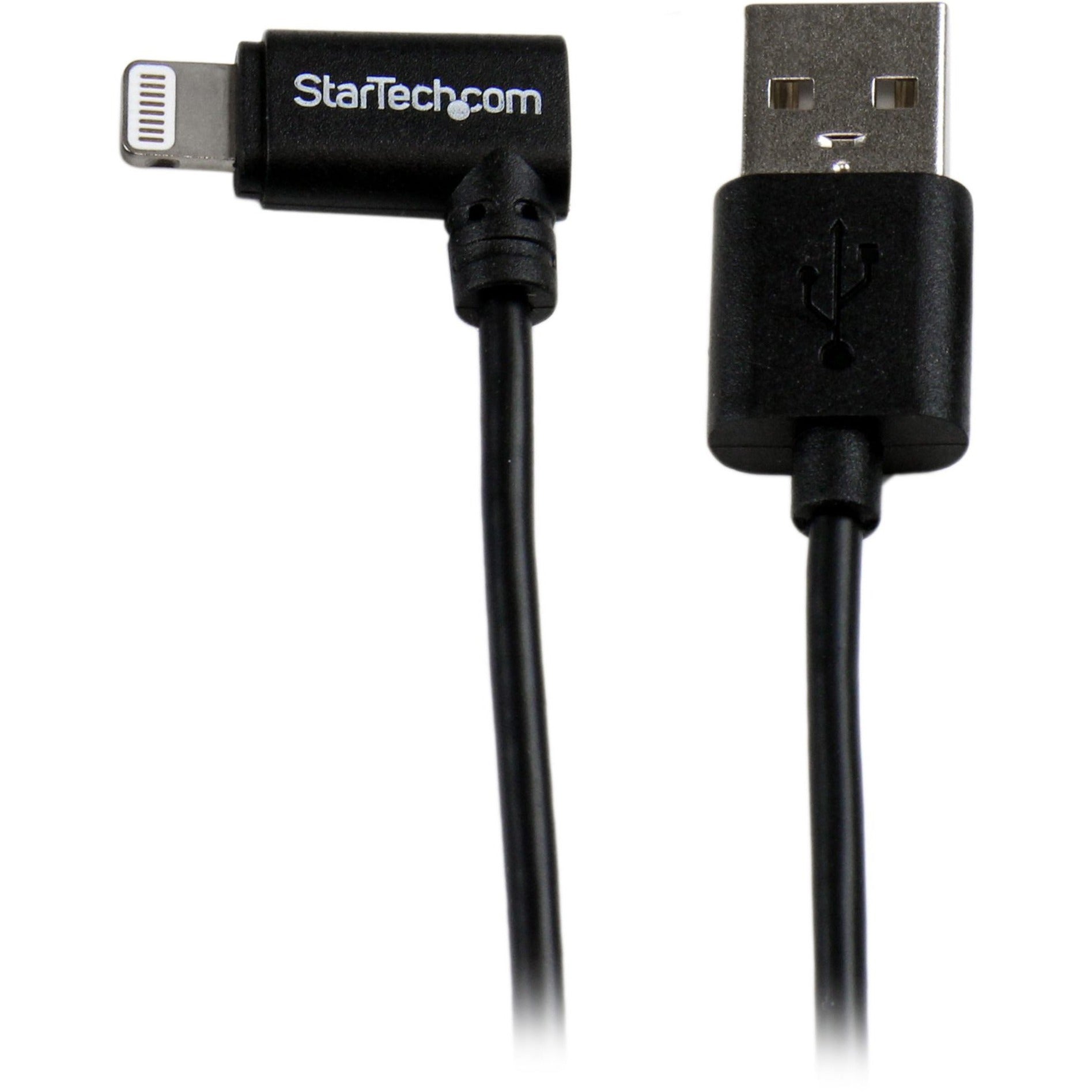 StarTech.com USBLT2MBR Lightning/USB Data Transfer Cable, 6ft Angled Black Apple 8-pin Lightning Connector to USB Cable for iPhone / iPod / iPad