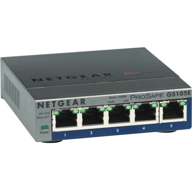 Netgear GS105E-200NAS ProSafe Plus Switch, 5-Port Gigabit Ethernet, Wall-Mountable