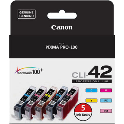 Canon 6385B010 CLI-42 5 Color Pack, ChromaLife100+ Ink Cartridge