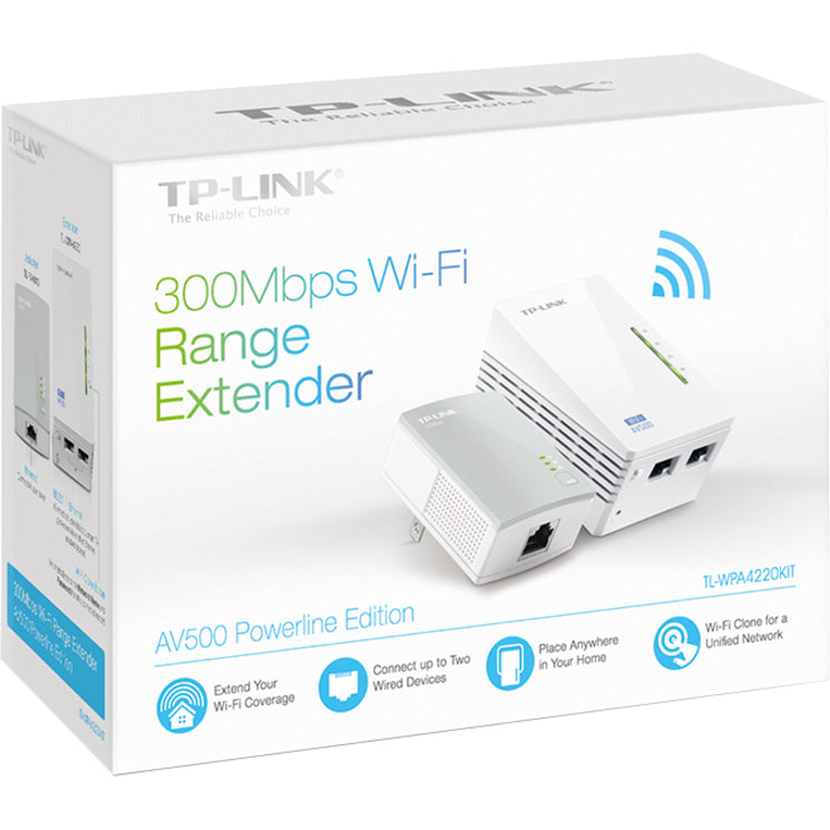 TP-Link TL-WPA4220KIT 300Mbps AV500 WiFi Powerline Extender S, Extend Your WiFi Coverage Effortlessly