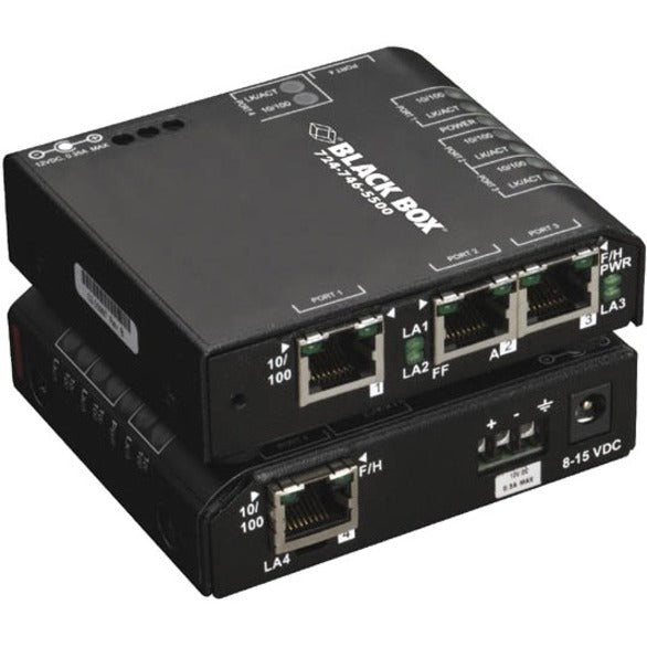 Black Box LBH101A-H-12 Hardened Convenient Switch, 12 VDC - 4 x Fast Ethernet Network, TAA Compliant