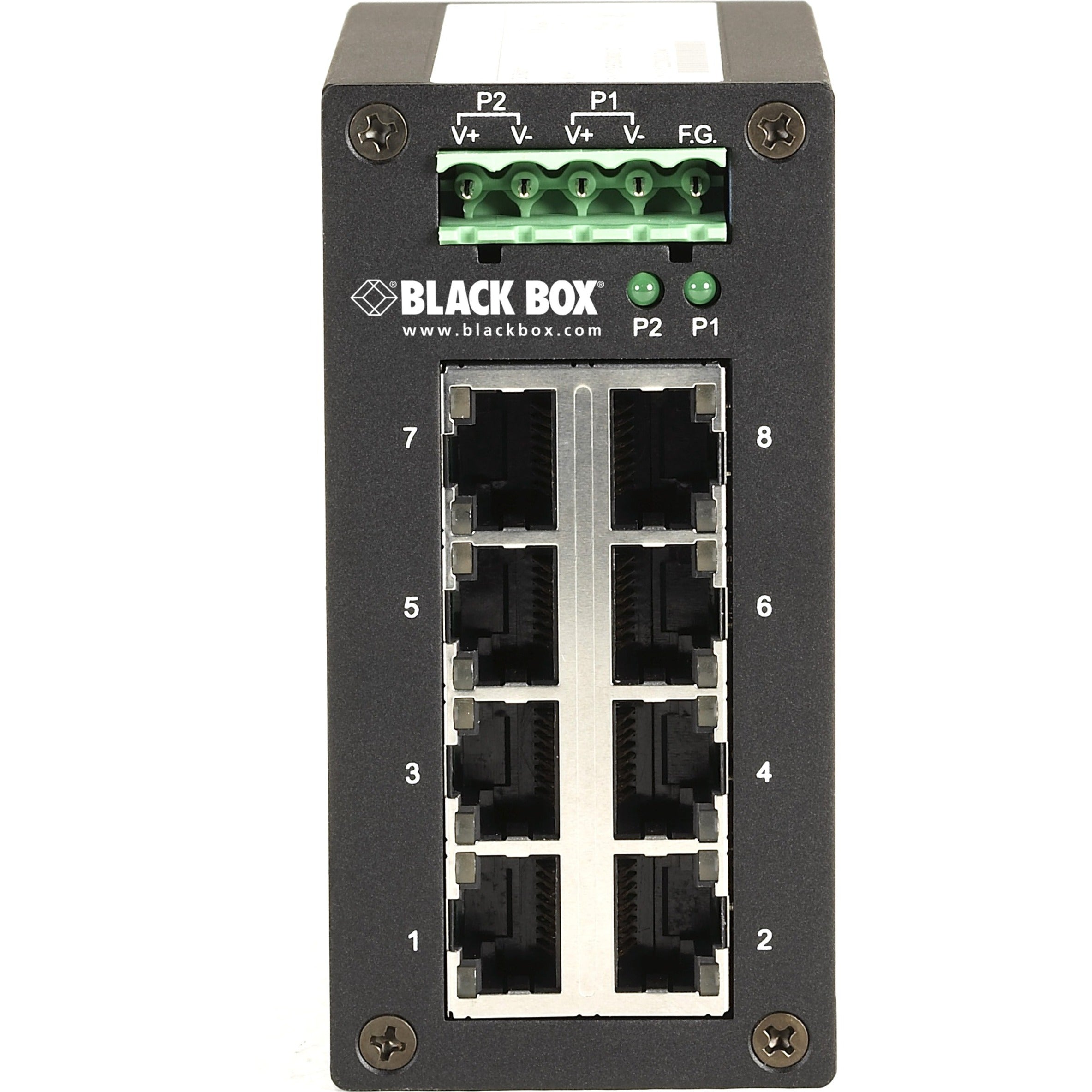 Black Box LGH008A HRD Switch - (8) 10/100/1000Mbps RJ45, 5-Year Warranty, TAA Compliant, Gigabit Ethernet